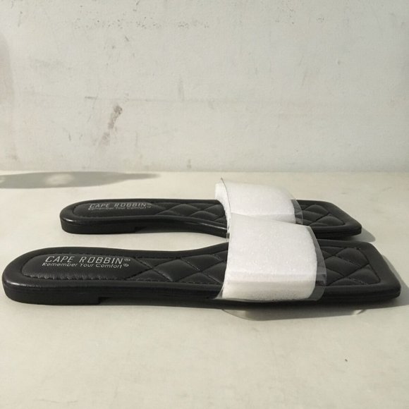 NEW CAPE ROBBIN KEKO SLIDE SANDALS BLACK WITH CLEAR STRAP 5.5 - Picture 5 of 10